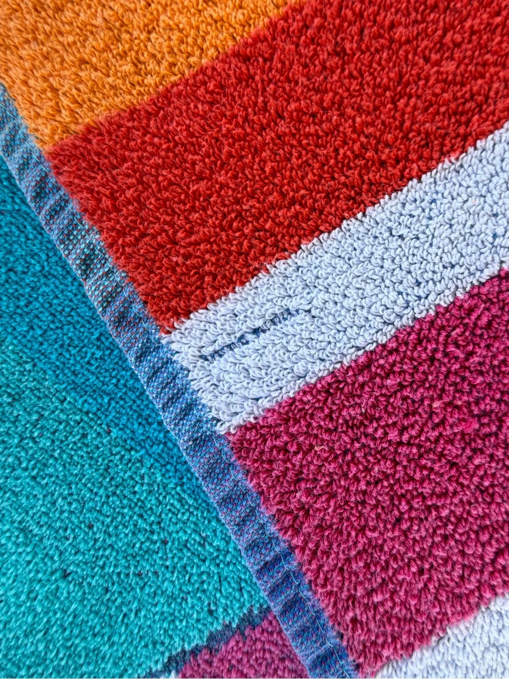 VTG TerriSol Retro Sailboat Oversized Beach Towel Blanket 100% Cotton 54” x 61”